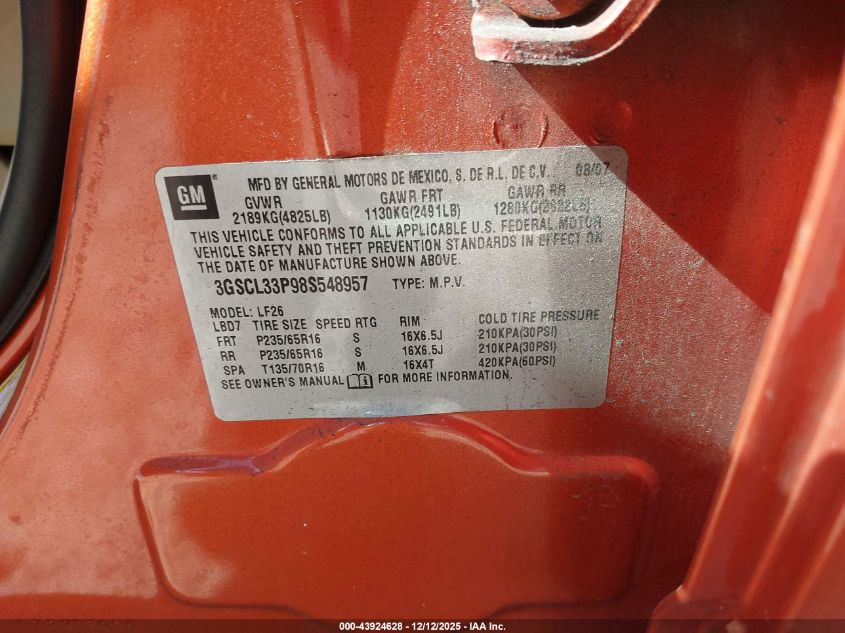 2008 Saturn Vue 4-Cyl Xe VIN: 3GSCL33P98S548957 Lot: 43924628