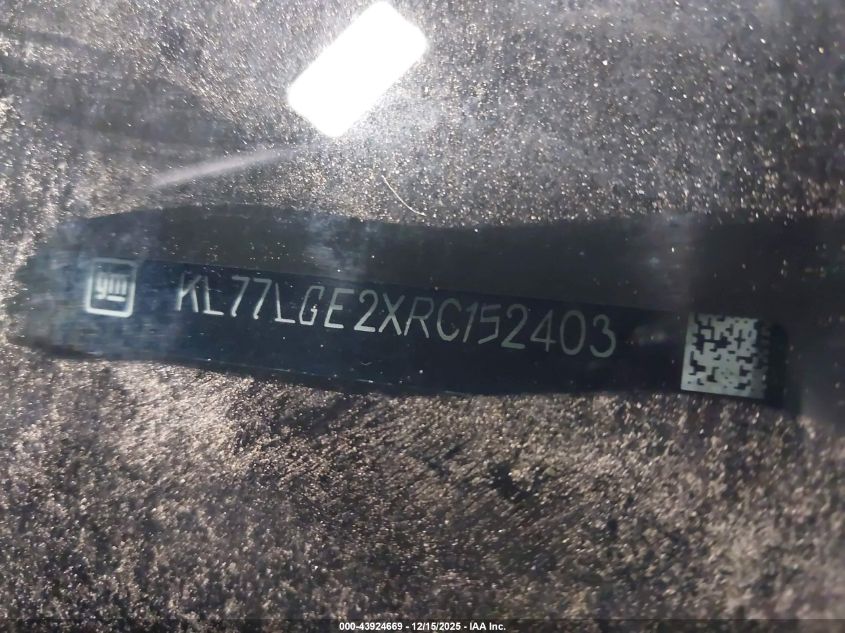 2024 Chevrolet Trax Fwd 1Rs VIN: KL77LGE2XRC152403 Lot: 43924669