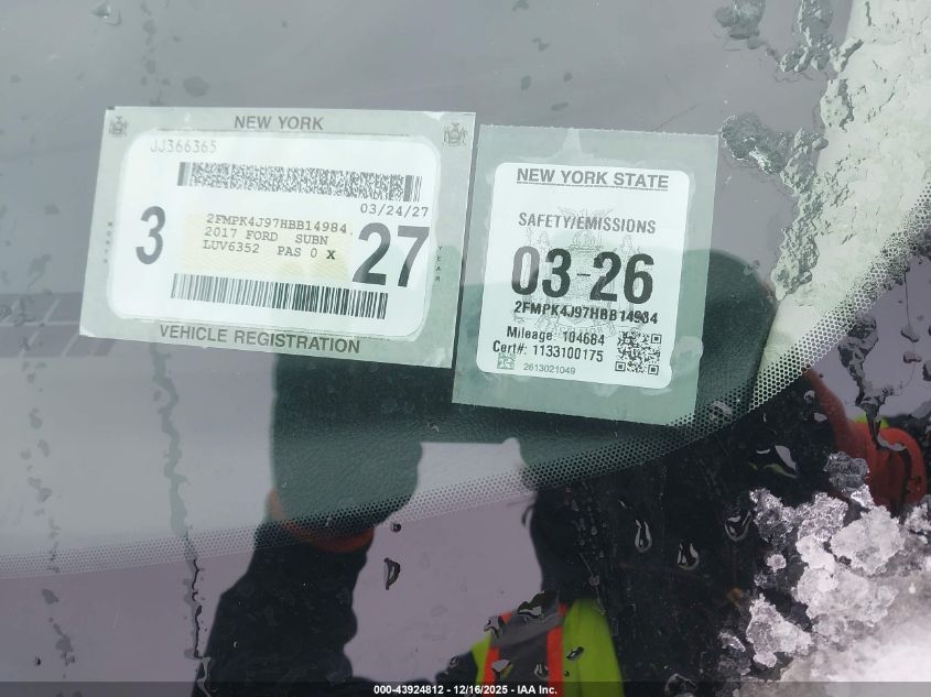 2017 Ford Edge Sel VIN: 2FMPK4J97HBB14984 Lot: 43924812