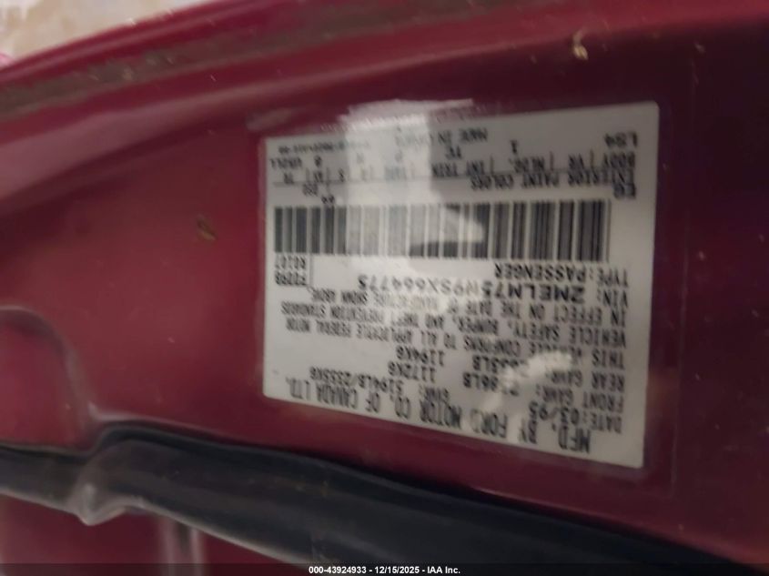 1995 Mercury Grand Marquis Ls VIN: 2MELM75W9SX664775 Lot: 43924933