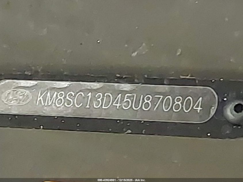2005 Hyundai Santa Fe Gls VIN: KM8SC13D45U870804 Lot: 43924981
