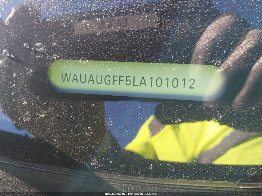 2020 Audi A3 Premium 40 Tfsi Front-Wheel Drive S Tronic VIN: WAUAUGFF5LA101012 Lot: 43925016