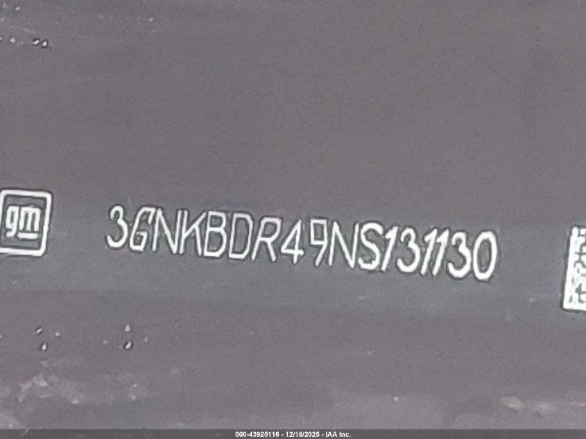 2022 Chevrolet Blazer Fwd 3Lt VIN: 3GNKBDR49NS131130 Lot: 43925116