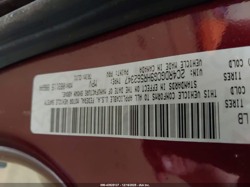 2017 Dodge Grand Caravan Sxt VIN: 2C4RDGCG9HR562347 Lot: 43925137