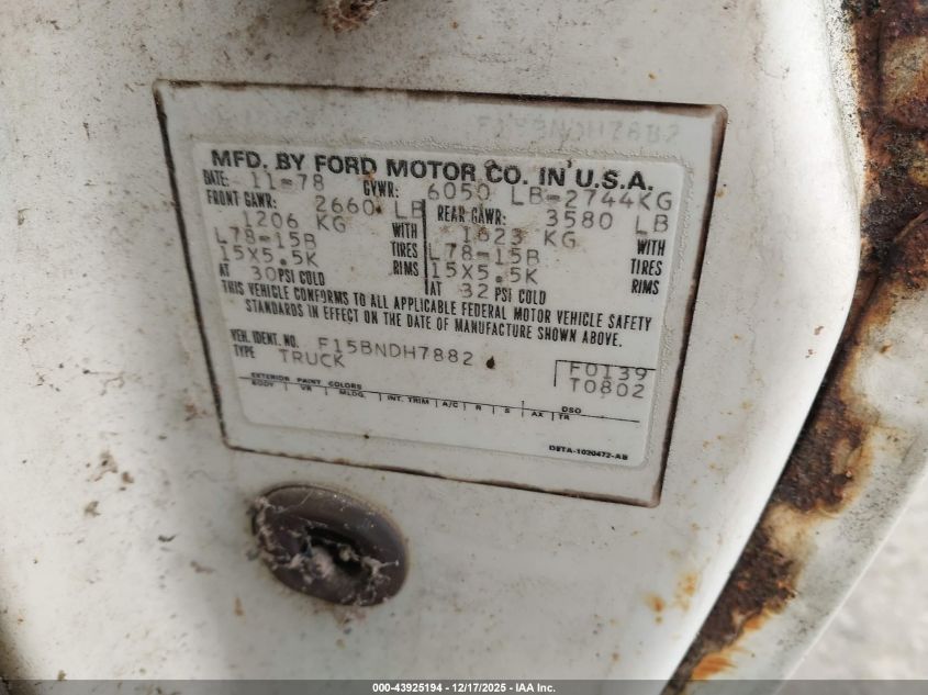 F15BNDH7882 1979 FORD  photo no. 9