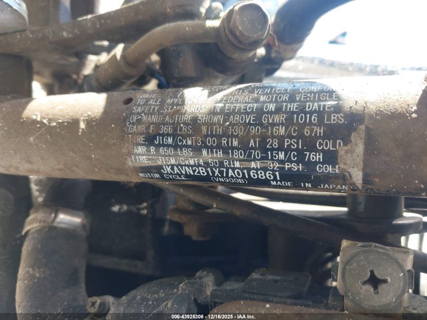 2007 Kawasaki Vn900 B VIN: JKAVN2B1X7A016861 Lot: 43925306