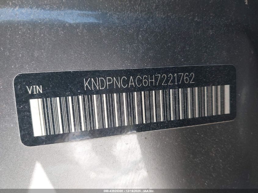2017 Kia Sportage Ex VIN: KNDPNCAC6H7221762 Lot: 43925308
