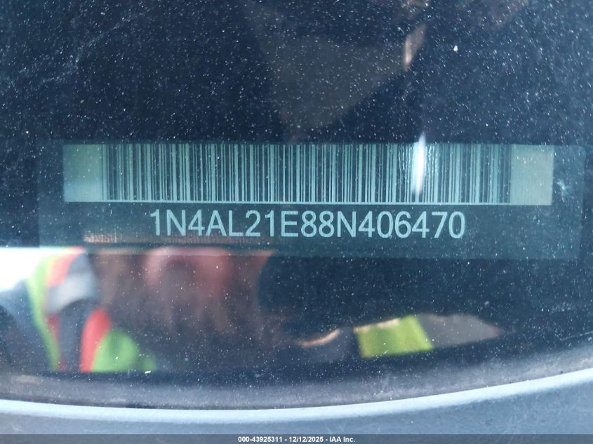 2008 Nissan Altima 2.5 S VIN: 1N4AL21E88N406470 Lot: 43925311