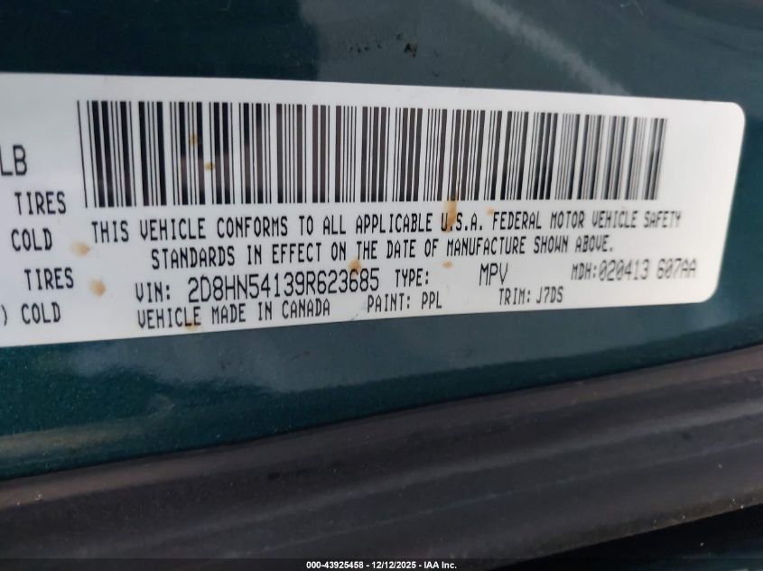 2009 Dodge Grand Caravan Sxt VIN: 2D8HN54139R623685 Lot: 43925458