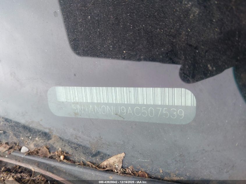 2010 Nissan Xterra Se VIN: 5N1AN0NU9AC507539 Lot: 43925542