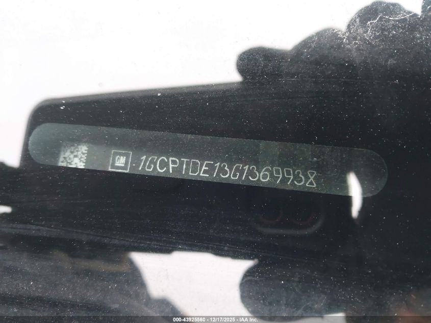 2016 Chevrolet Colorado Z71 VIN: 1GCPTDE13G1369938 Lot: 43925560