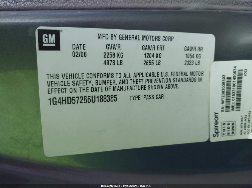 1G4HD57266U188385 2006 BUICK LUCERNE photo no. 9