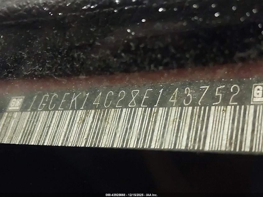 2008 Chevrolet Silverado 1500 Lt1 VIN: 1GCEK14C28E143752 Lot: 43925668