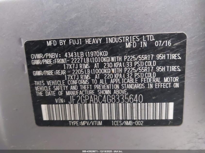 2021 Subaru Outback Premium VIN: 4S4BTAFC8M3211471 Lot: 43925671