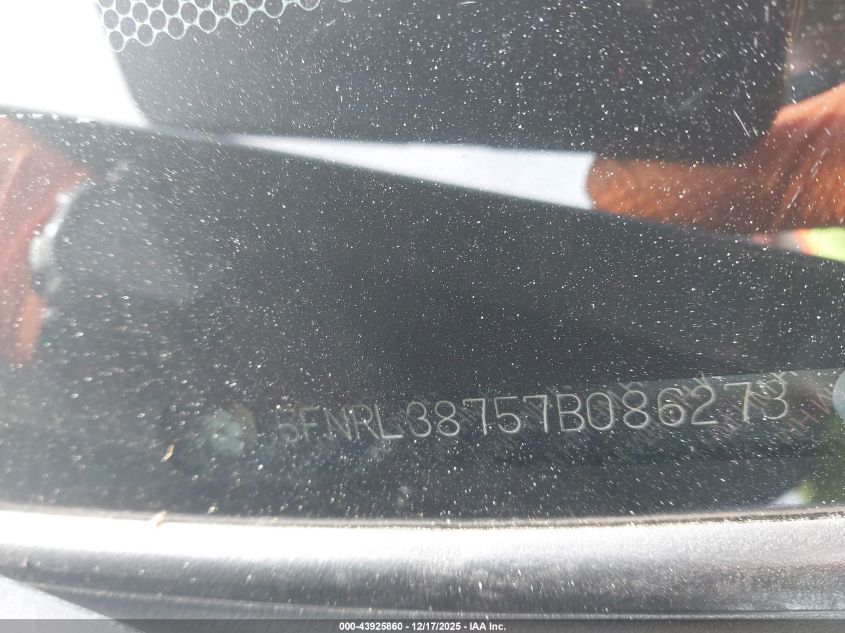 2007 Honda Odyssey Ex-L VIN: 5FNRL38757B086273 Lot: 43925860