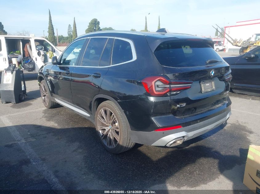 2022 BMW X3 xDrive30I VIN: 5UX53DP04N9K79772 Lot: 43926055