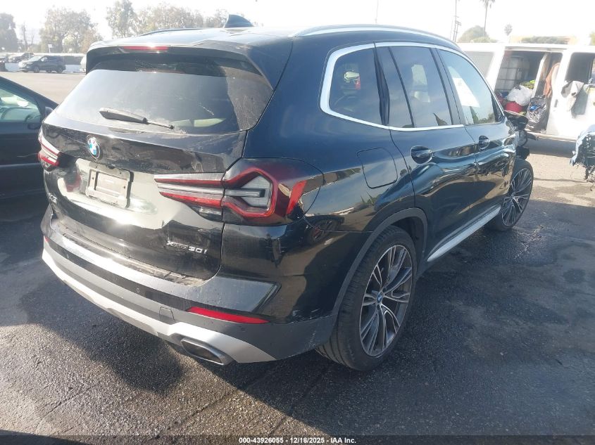 2022 BMW X3 xDrive30I VIN: 5UX53DP04N9K79772 Lot: 43926055
