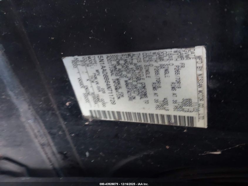 2004 Nissan Pathfinder Armada Le VIN: 5N1AA08B64N711729 Lot: 43926079