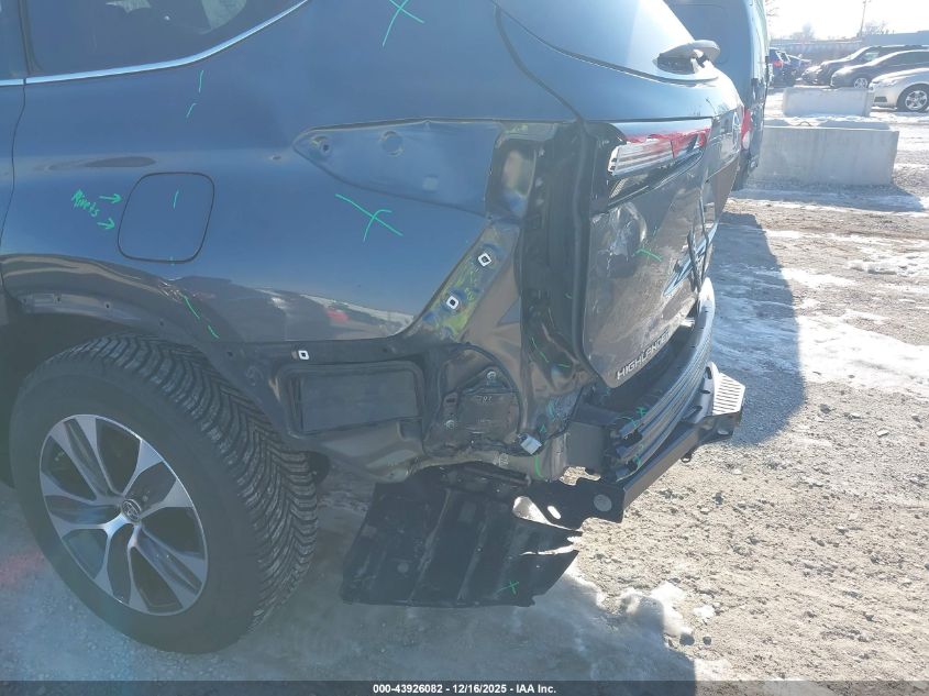 2022 Toyota Highlander Xle VIN: 5TDGZRBH9NS589162 Lot: 43926082