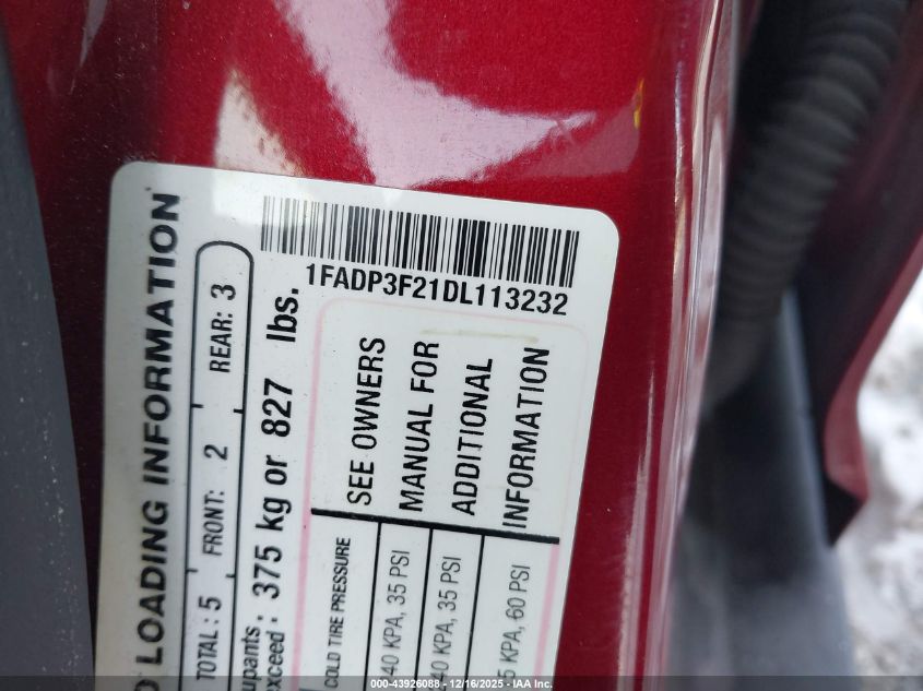 2013 Ford Focus Se VIN: 1FADP3F21DL113232 Lot: 43926088