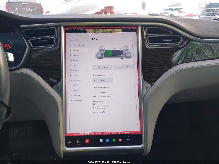 2016 Tesla Model S 60D/70D/75D/85D/90D VIN: 5YJSA1E29GF125130 Lot: 43926156