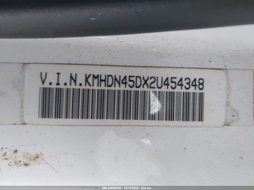 2002 Hyundai Elantra Gls VIN: KMHDN45DX2U454348 Lot: 43926320