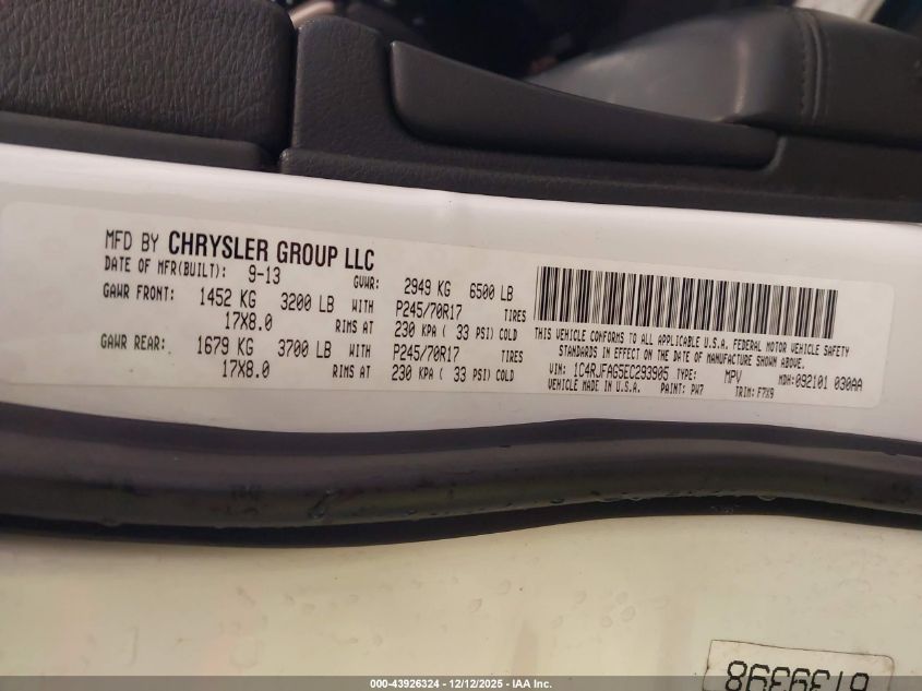 2014 Jeep Grand Cherokee Laredo VIN: 1C4RJFAG5EC293905 Lot: 43926324