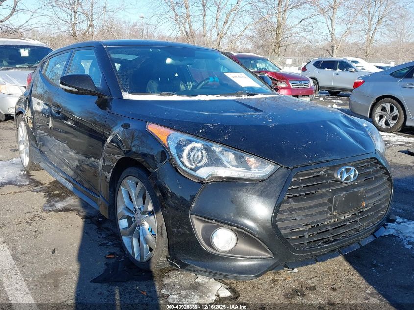 2014 Hyundai Veloster Turbo W/Blue VIN: KMHTC6AE2EU207485 Lot: 43926336