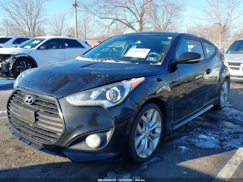 2014 Hyundai Veloster Turbo W/Blue VIN: KMHTC6AE2EU207485 Lot: 43926336
