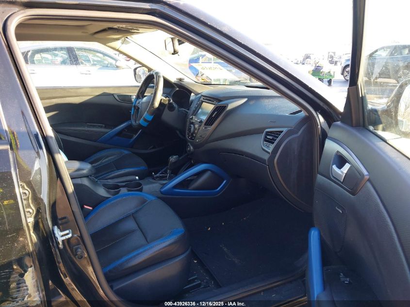 2014 Hyundai Veloster Turbo W/Blue VIN: KMHTC6AE2EU207485 Lot: 43926336