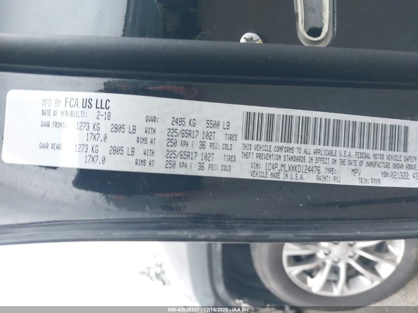 2019 Jeep Cherokee Latitude Plus 4X4 VIN: 1C4PJMLXXKD124476 Lot: 43926337