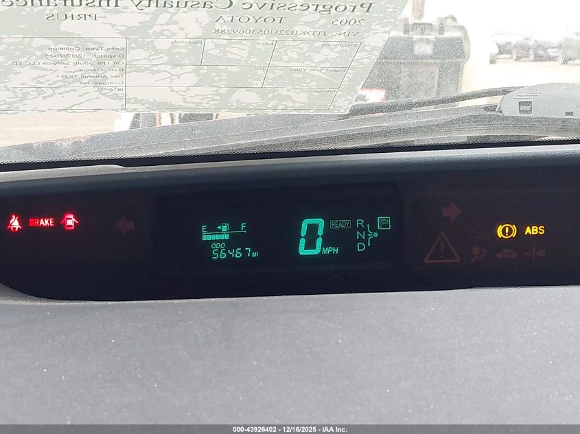 2005 Toyota Prius VIN: JTDKB22U053069288 Lot: 43926402