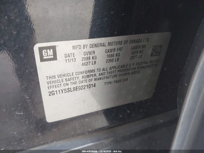 2014 Chevrolet Impala 1Ls VIN: 2G11Y5SL8E9221014 Lot: 43926406