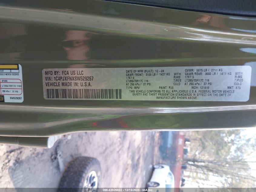 2025 Jeep Wrangler 4-Door Rubicon 4X4 VIN: 1C4PJXFNXSW529267 Lot: 43926502