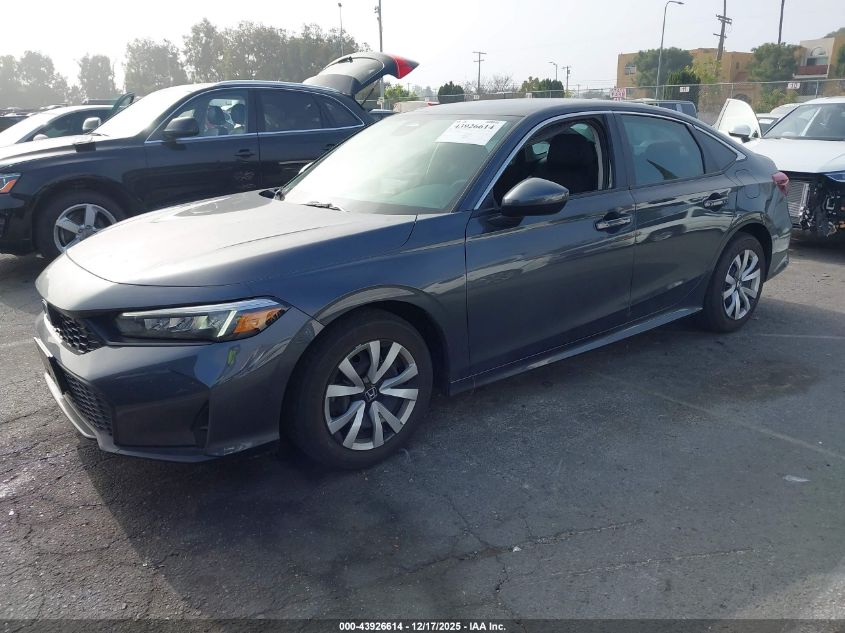 2025 Honda Civic Lx VIN: 2HGFE2F25SH508030 Lot: 43926614