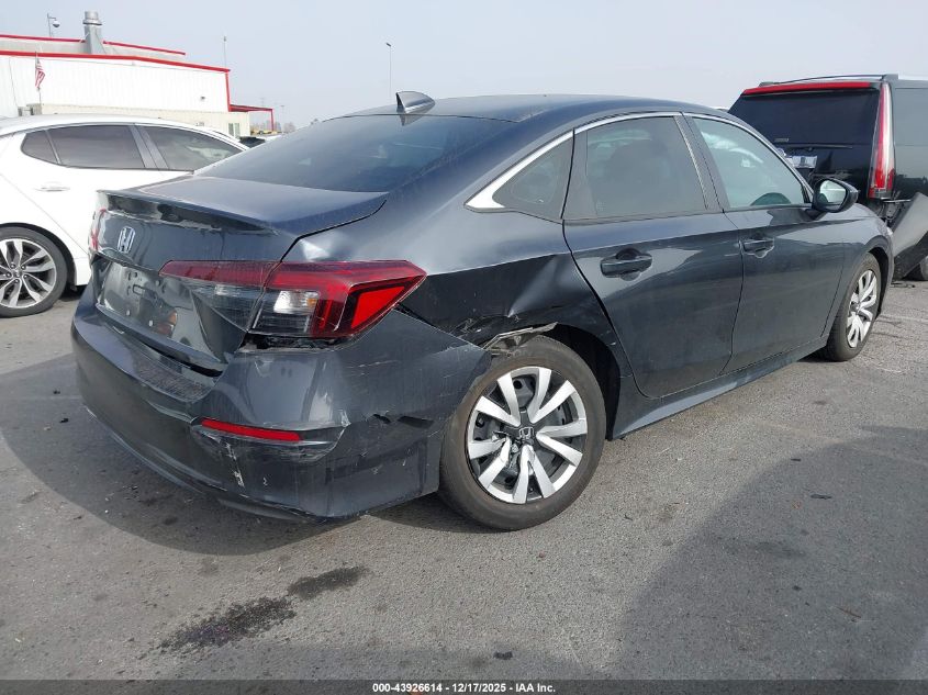 2025 Honda Civic Lx VIN: 2HGFE2F25SH508030 Lot: 43926614