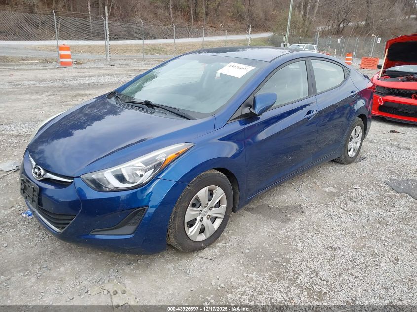 2016 Hyundai Elantra Se VIN: 5NPDH4AE5GH753662 Lot: 43926697