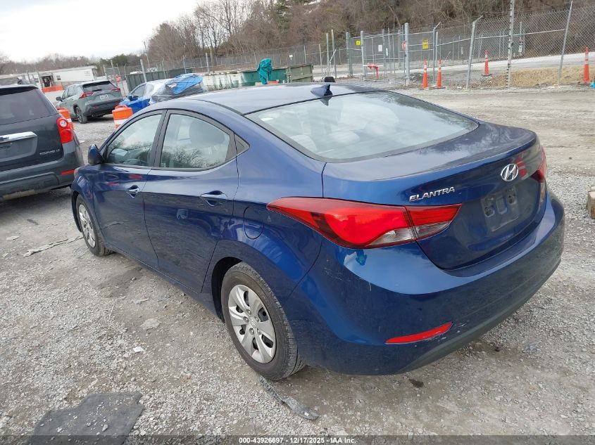 2016 Hyundai Elantra Se VIN: 5NPDH4AE5GH753662 Lot: 43926697