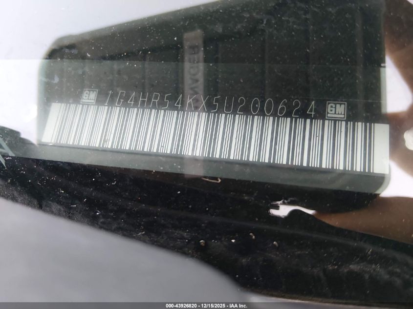 2005 Buick Lesabre Limited VIN: 1G4HR54KX5U200624 Lot: 43926820