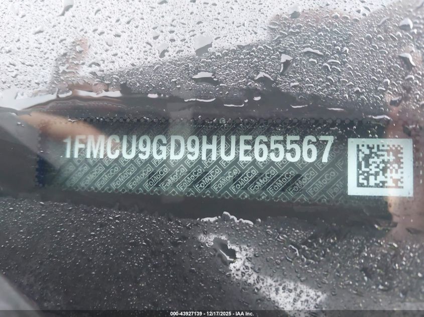 2017 Ford Escape Se VIN: 1FMCU9GD9HUE65567 Lot: 43927139