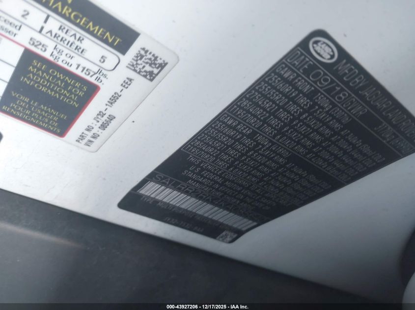 2019 Land Rover Discovery Hse VIN: SALRR2RK4KA085640 Lot: 43927206