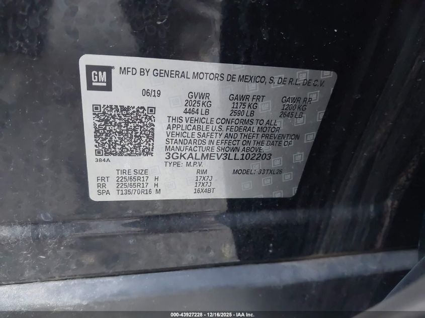 2020 GMC Terrain Fwd Sle VIN: 3GKALMEV3LL102203 Lot: 43927228