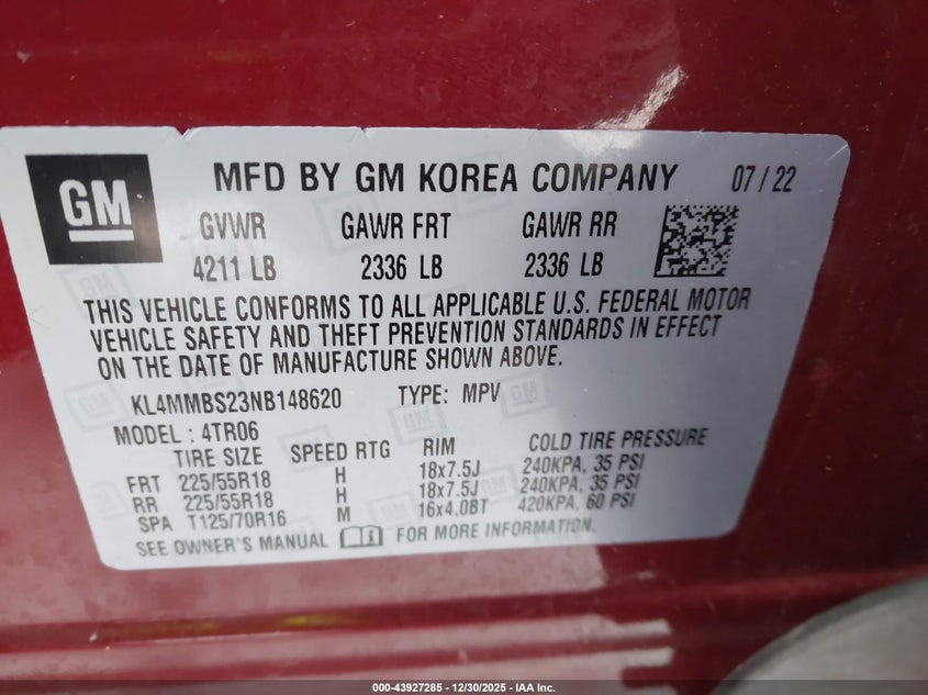 VIN KL4MMBS23NB148620 2022 BUICK ENCORE GX FWD PREFERRED