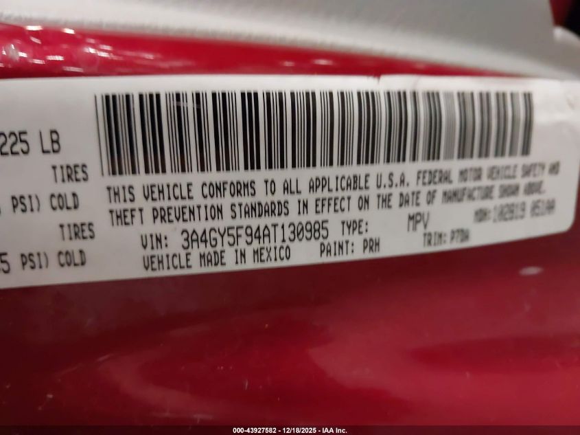 2010 Chrysler Pt Cruiser Classic VIN: 3A4GY5F94AT130985 Lot: 43927582