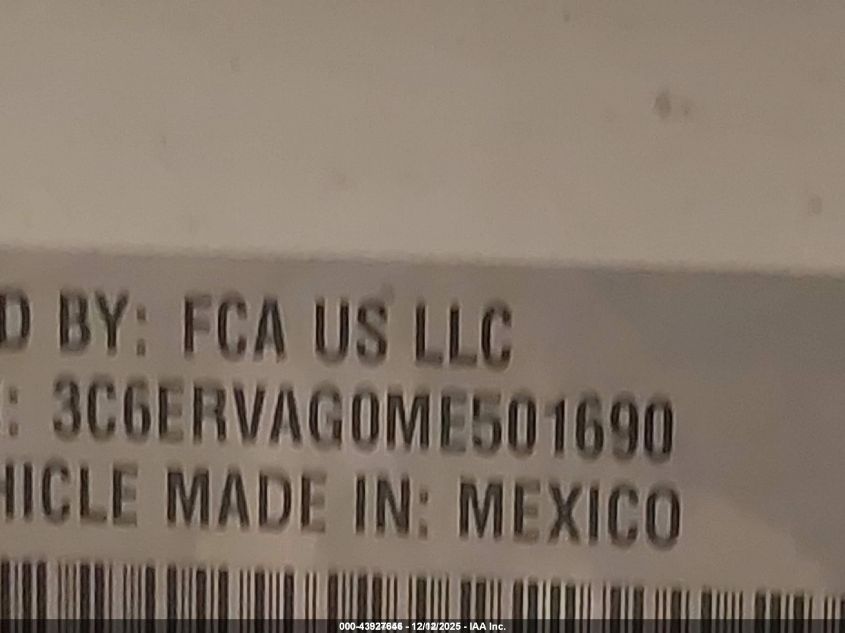 2021 Ram Promaster 1500 Low Roof 136 Wb VIN: 3C6ERVAG0ME501690 Lot: 43927646