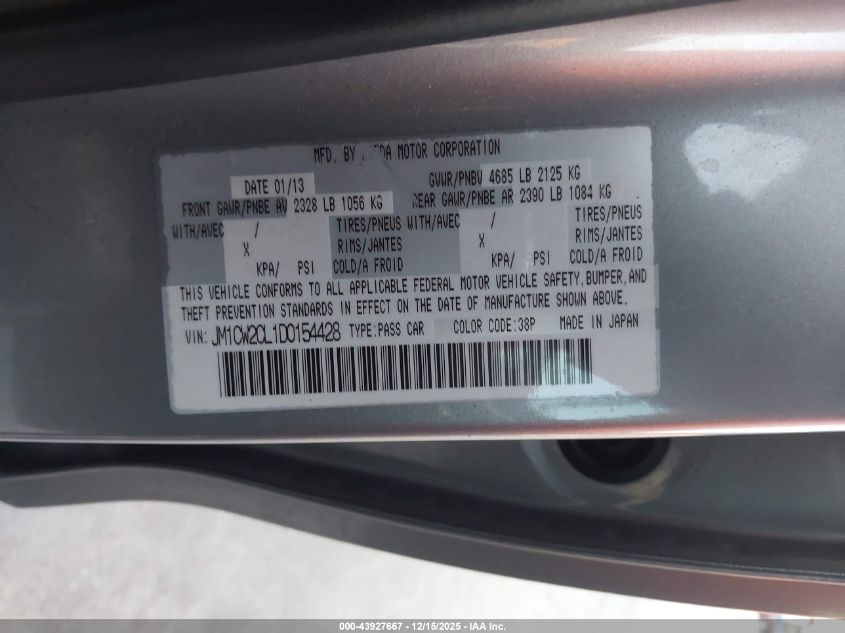 2013 Mazda Mazda5 Touring VIN: JM1CW2CL1D0154428 Lot: 43927667