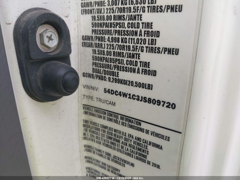 2018 Isuzu Npr Hd VIN: 54DC4W1C3JS809720 Lot: 43927716