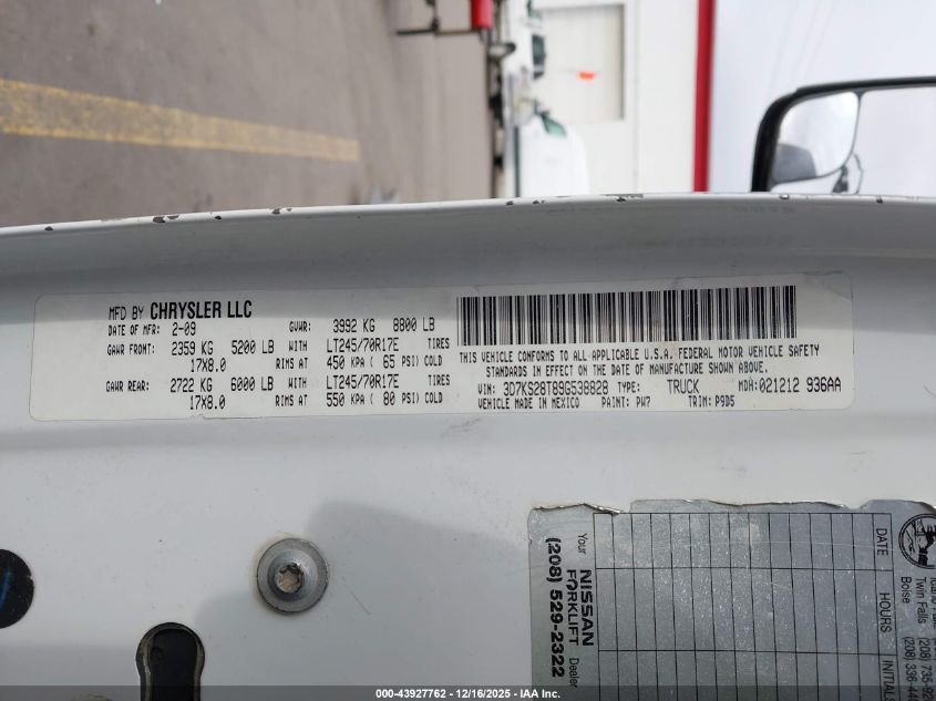 2009 Dodge Ram 2500 St VIN: 3D7KS28T89G538828 Lot: 43927762