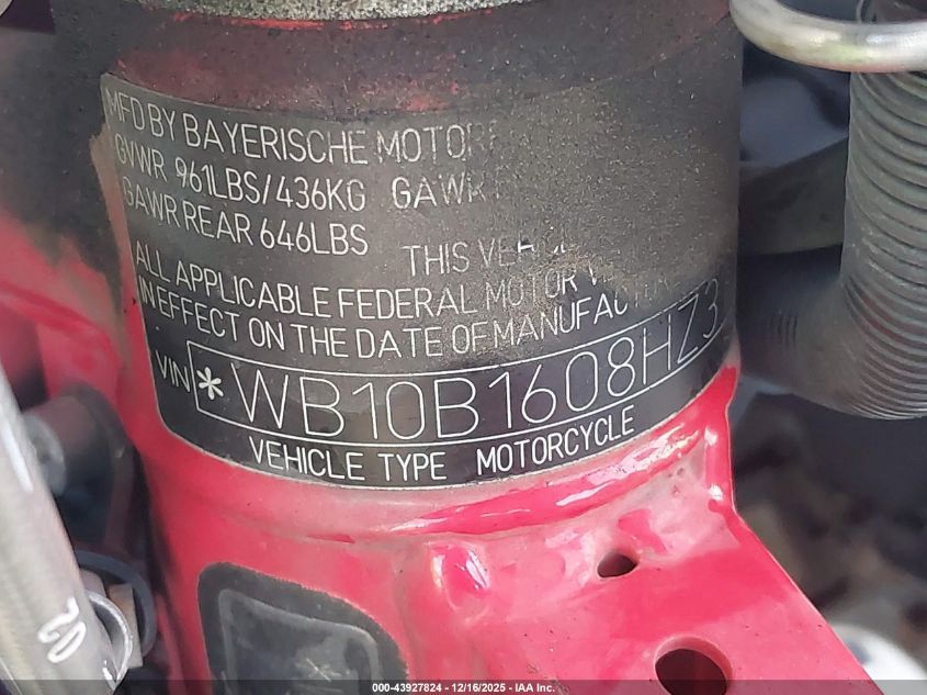 2017 BMW F700 Gs VIN: WB10B1608HZ317603 Lot: 43927824