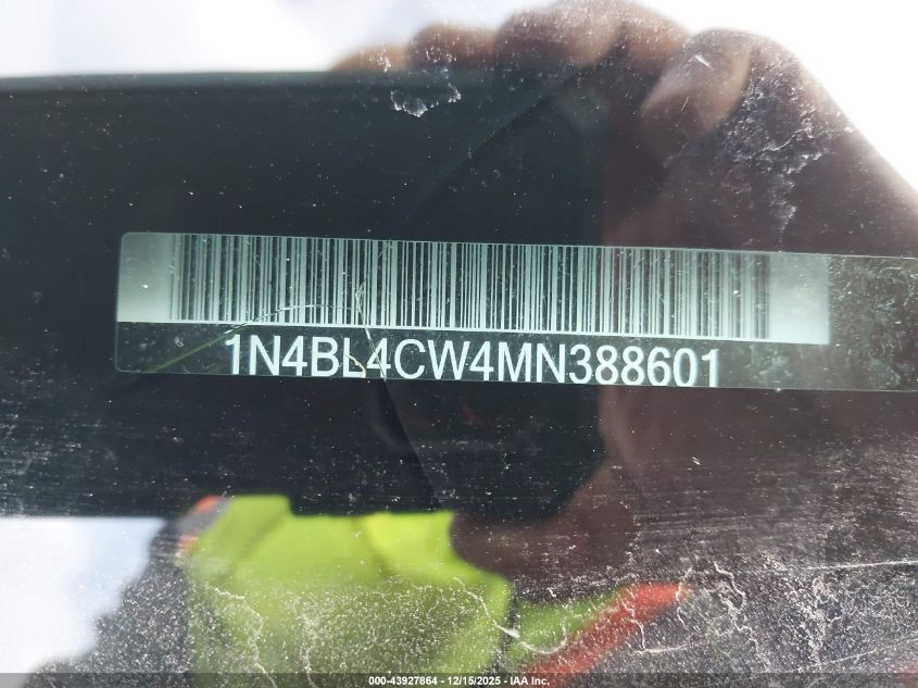 2021 Nissan Altima Sr Intelligent Awd VIN: 1N4BL4CW4MN388601 Lot: 43927864